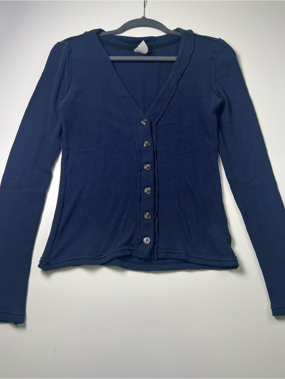 Y2K We The Free Navy Blue Ribbed V-neck Cardigan Size Med Bella Swan Twilight